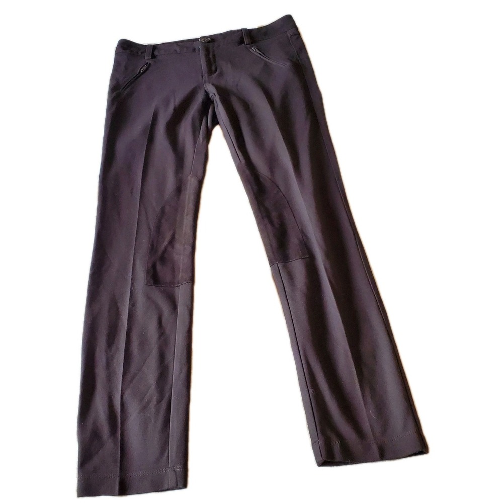 Cabi Stretch Pants Brown Riding Slacks Sz 6 Inner Knee-Thigh Patches Slim Fit